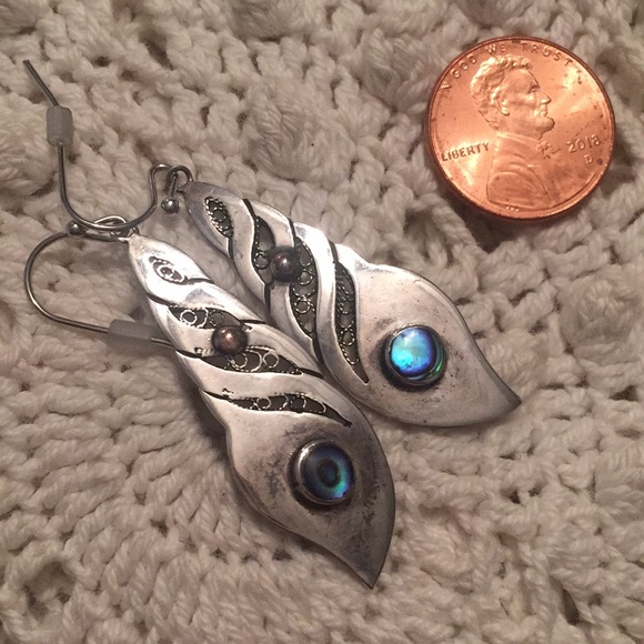 🖤 Vintage Sterling And Abalone Earrings 🖤 - Picture 5 of 7